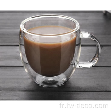 tasses à thé à café en verre double en verre à la main